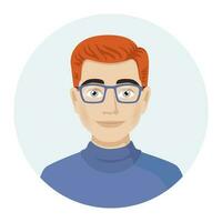 mannetje avatar, portret van een jong Mens met bril. vector illustratie van mannetje karakter in modern kleur stijl