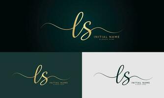 ls eerste handschrift en handtekening logo ontwerp met cirkel. mooi ontwerp handgeschreven logo voor mode, team, bruiloft, luxe logo. vector