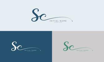sc eerste handschrift en handtekening logo ontwerp met cirkel. mooi ontwerp handgeschreven logo voor mode, team, bruiloft, luxe logo. vector