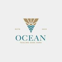 creatief minimalistische strand oceaan insigne logo ontwerp concept vector illustratie idee