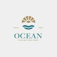 creatief minimalistische strand oceaan insigne logo ontwerp concept vector illustratie idee