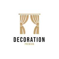 creatief gordijn logo gebouw decoratie vector ontwerp concept illustratie idee