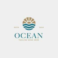 creatief minimalistische strand oceaan insigne logo ontwerp concept vector illustratie idee