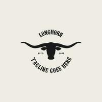 creatief wijnoogst Texas Longhorn land western logo ontwerp concept illustratie idee vector