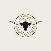 creatief wijnoogst Texas Longhorn land western logo ontwerp concept illustratie idee vector