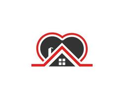 huis en liefde vector logo. modern hart huis vector illustratie ontwerp