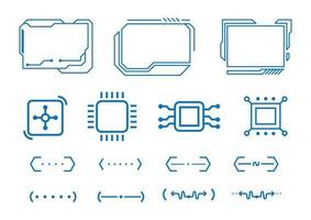 reeks van sci fi ui hud web futuristische elementen modern pictogrammen Aan de onderwerp van gegevens opslag. vector blauw afbeelding.