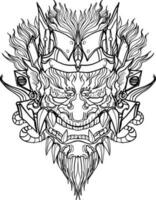hand- getrokken gezicht draak en Thais lijn kunst. isoleren Aan wit en illustratie draak.draak symbolen, divers meetkundig vormen. vector