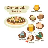 okonomiyaki Japans voedsel illustratie recept concept vector