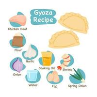 gyoza illustratie recept concept vector