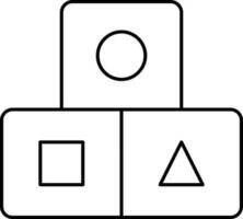 kubussen of blokken icoon in zwart lijn kunst. vector