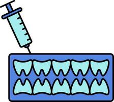 tandheelkundig anesthesie icoon in blauw kleur. vector
