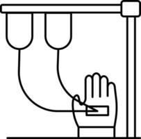 hand- bloed transfusie icoon in zwart schets. vector