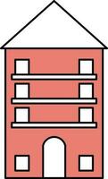 huis gebouw icoon in rood en wit kleur. vector