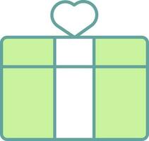 geschenk doos met hart icoon in groen en wit kleur. vector