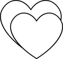 overlappende harten icoon in beroerte stijl. vector