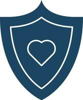 illustratie van blauw schild met hart icoon in vlak stijl. vector