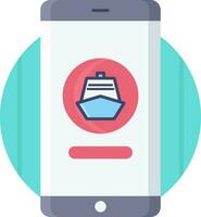 reis reservering app in smartphone icoon Aan blauw achtergrond. vector