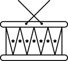 strik trommel icoon in zwart lijn kunst. vector