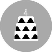 taart met vier aantal kaars icoon Aan grijs achtergrond. vector