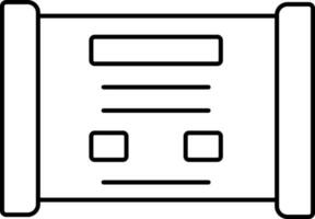 rol of perkament papier icoon in zwart schets. vector