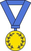 medaille icoon of symbool in blauw en geel kleur. vector