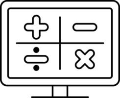 lineair stijl rekenmachine teken in bureaublad icoon. vector
