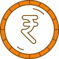 Indisch roepie munt icoon in oranje en wit kleur. vector