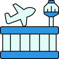 luchthaven terminal gebouw icoon in blauw kleur. vector