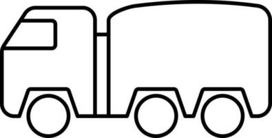 leger vrachtauto icoon in zwart lijn kunst. vector