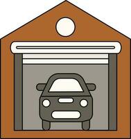 grijs en bruin voertuig garage icoon of symbool. vector
