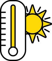 geel en wit heet thermometer icoon of symbool. vector