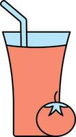 tomaat sap glas icoon in rood en blauw kleur. vector