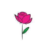 een roze bloem met een groen blad Aan het en bloem vector ontwerp illustratie sjabloon banier bloem