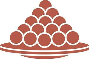bruin Indisch snoepgoed bal icoon in vlak stijl. vector