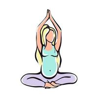 zwanger meisje doet yoga voor zwangere vrouwen. fitness, sport voor zwangere vrouwen. vector illustratie