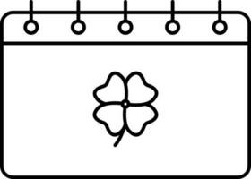 Klaver kalender icoon in zwart dun lijn kunst. vector