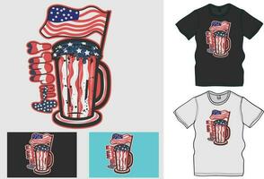 4e juli van Amerika, vieren met bier, de ultieme verzameling van onafhankelijkheid dag t-shirt ontwerpen vector