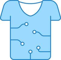 blauw haptisch kleding van t-shirt vlak icoon. vector