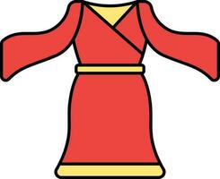 yukata of kimono jurk vlak icoon in rood en geel kleur. vector