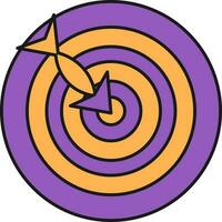 dartbord of doelwit icoon in Purper en oranje kleur. vector