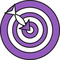 dartbord of doelwit icoon in Purper en wit kleur. vector