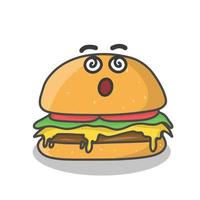 schattige hamburger karakter vector sjabloon ontwerp illustratie