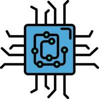 stroomkring of computer spaander icoon in blauw kleur. vector