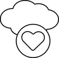 lineair stijl wolk met hart icoon of symbool. vector