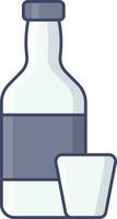 illustratie van blauw kleur fles met glas icoon in vlak stijl. vector