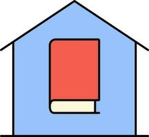 boekenstalletje of bibliotheek icoon in rood en blauw kleur. vector