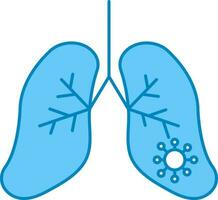 virus geïnfecteerde longen blauw en wit icoon. vector