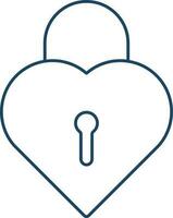 geïsoleerd hart slot icoon in blauw kleur lijn kunst. vector