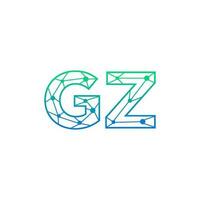 abstract brief gz logo ontwerp met lijn punt verbinding voor technologie en digitaal bedrijf bedrijf. vector